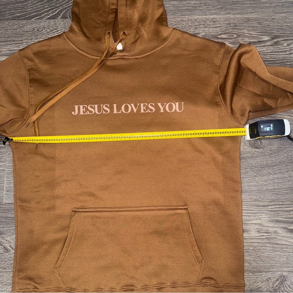 Jesus Loves You Hoodie M/L Brown Inspirational Bible‎ Casual Trendy Christian - Picture 8 of 9